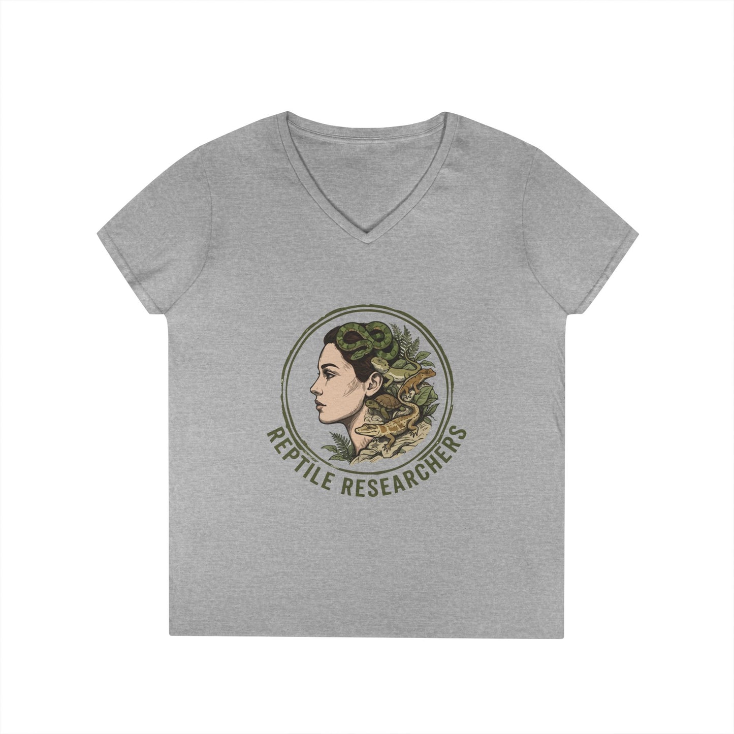 Reptile Researchers Ladies' V-Neck T-Shirt — 'Reptile Researchers' Logo Tee for Her