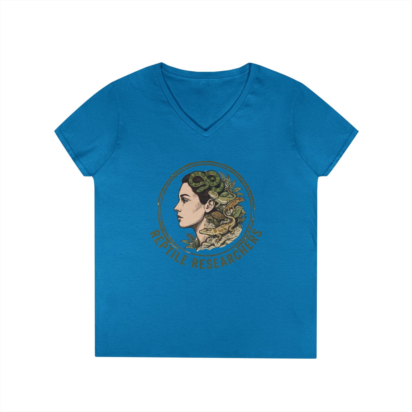 Reptile Researchers Ladies' V-Neck T-Shirt — 'Reptile Researchers' Logo Tee for Her