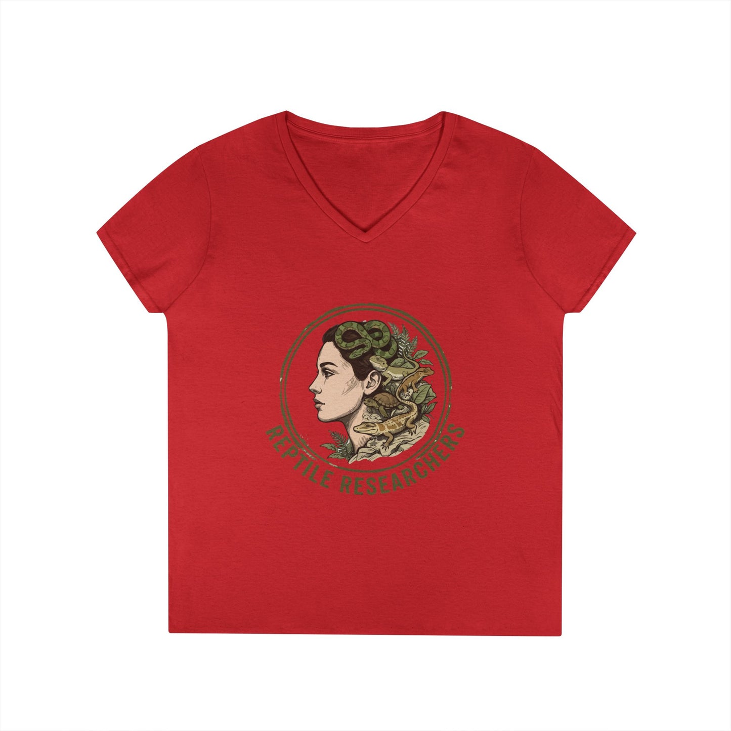Reptile Researchers Ladies' V-Neck T-Shirt — 'Reptile Researchers' Logo Tee for Her