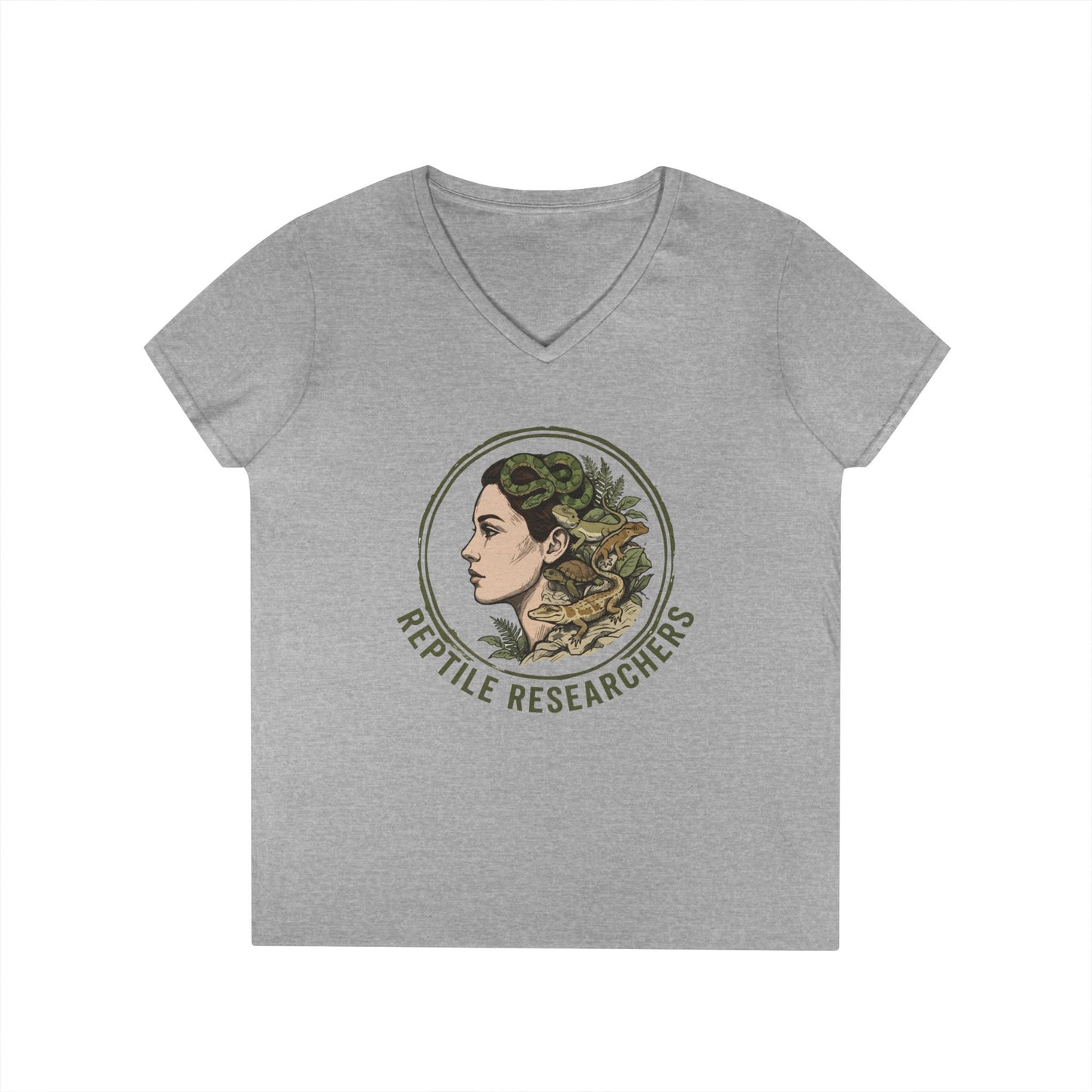 Reptile Researchers Ladies' V-Neck T-Shirt — 'Reptile Researchers' Logo Tee for Her