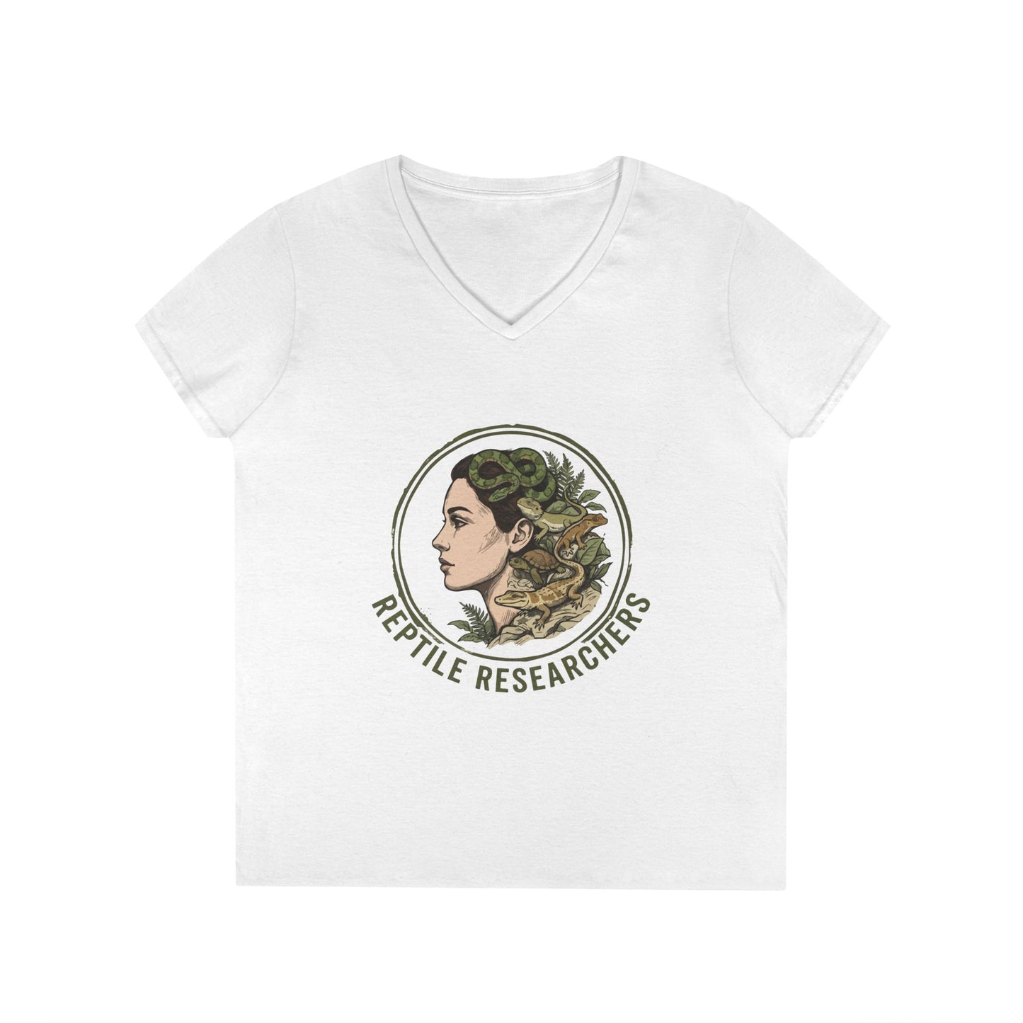 Reptile Researchers Ladies' V-Neck T-Shirt — 'Reptile Researchers' Logo Tee for Her