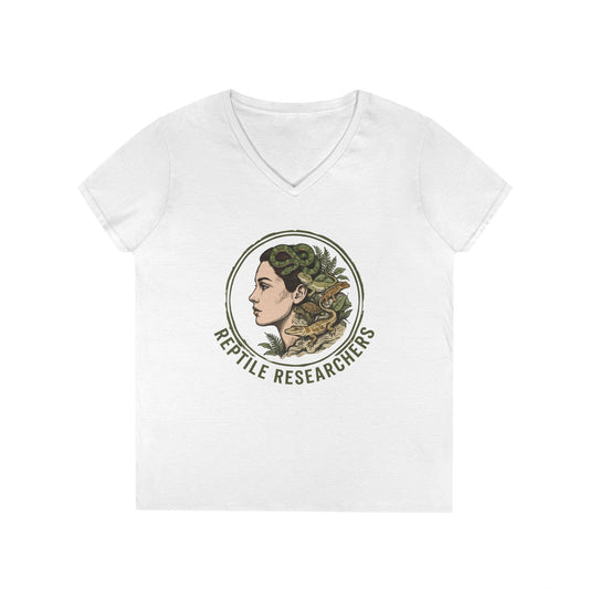 Reptile Researchers Ladies' V-Neck T-Shirt — 'Reptile Researchers' Logo Tee for Her