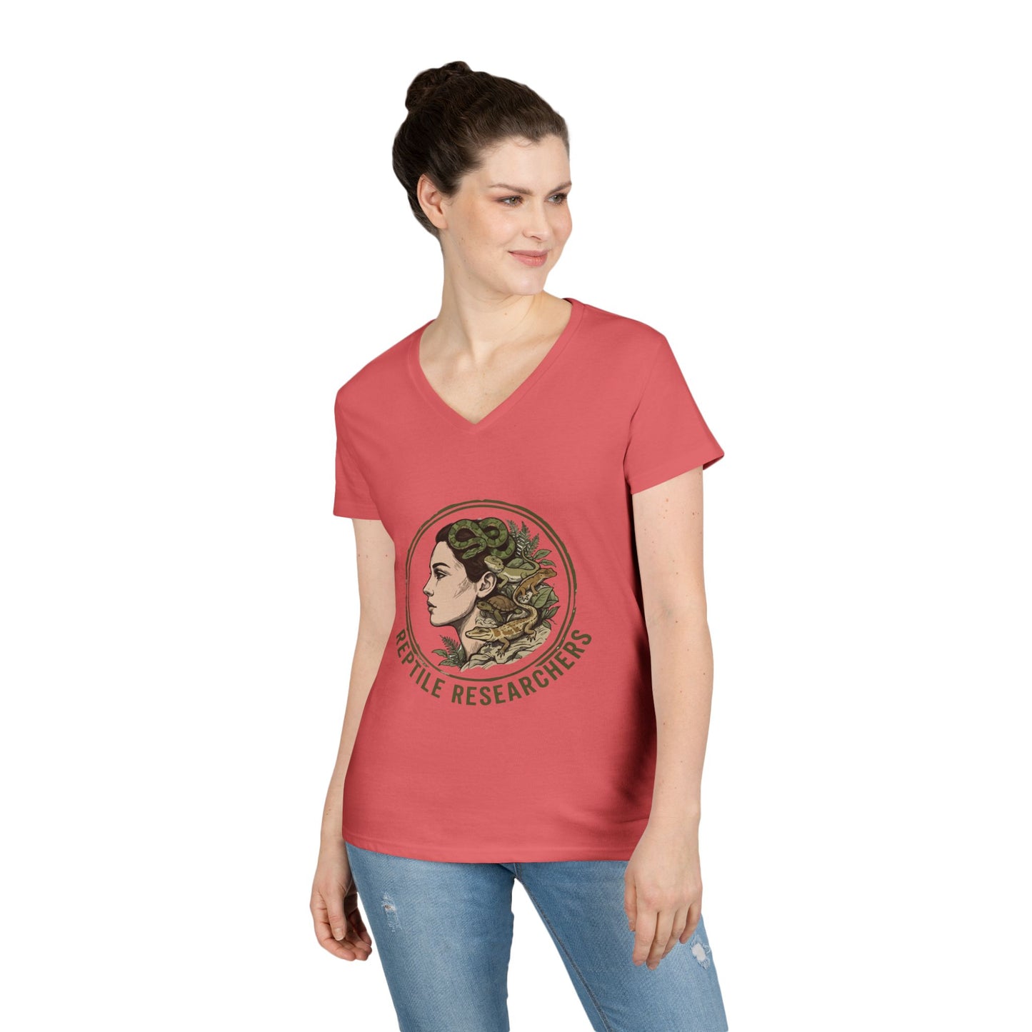 Reptile Researchers Ladies' V-Neck T-Shirt — 'Reptile Researchers' Logo Tee for Her