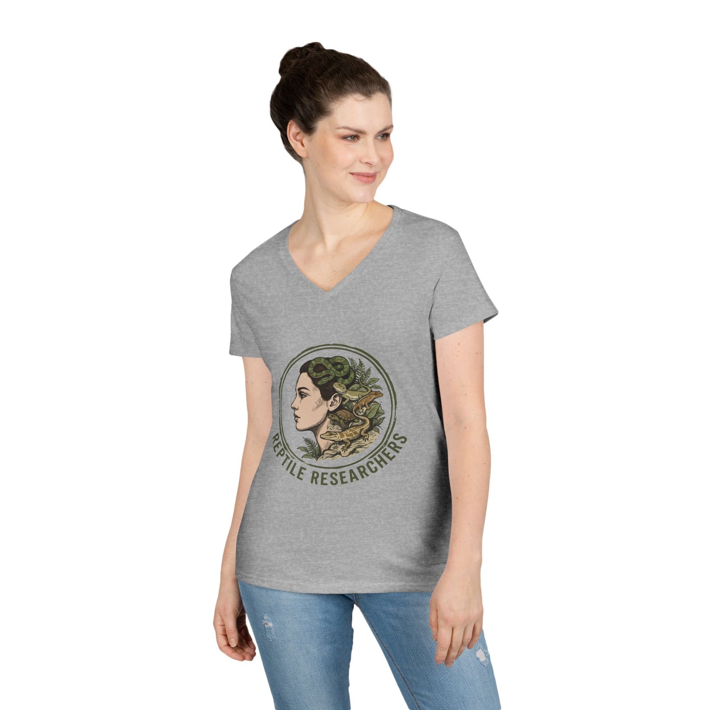 Reptile Researchers Ladies' V-Neck T-Shirt — 'Reptile Researchers' Logo Tee for Her