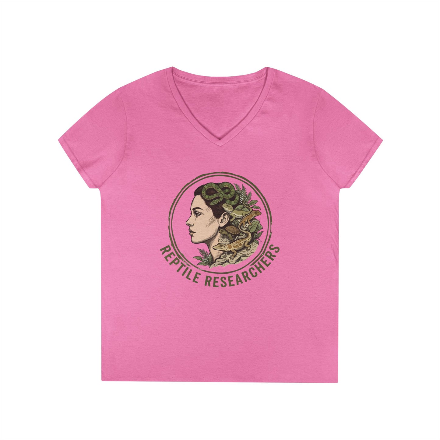 Reptile Researchers Ladies' V-Neck T-Shirt — 'Reptile Researchers' Logo Tee for Her