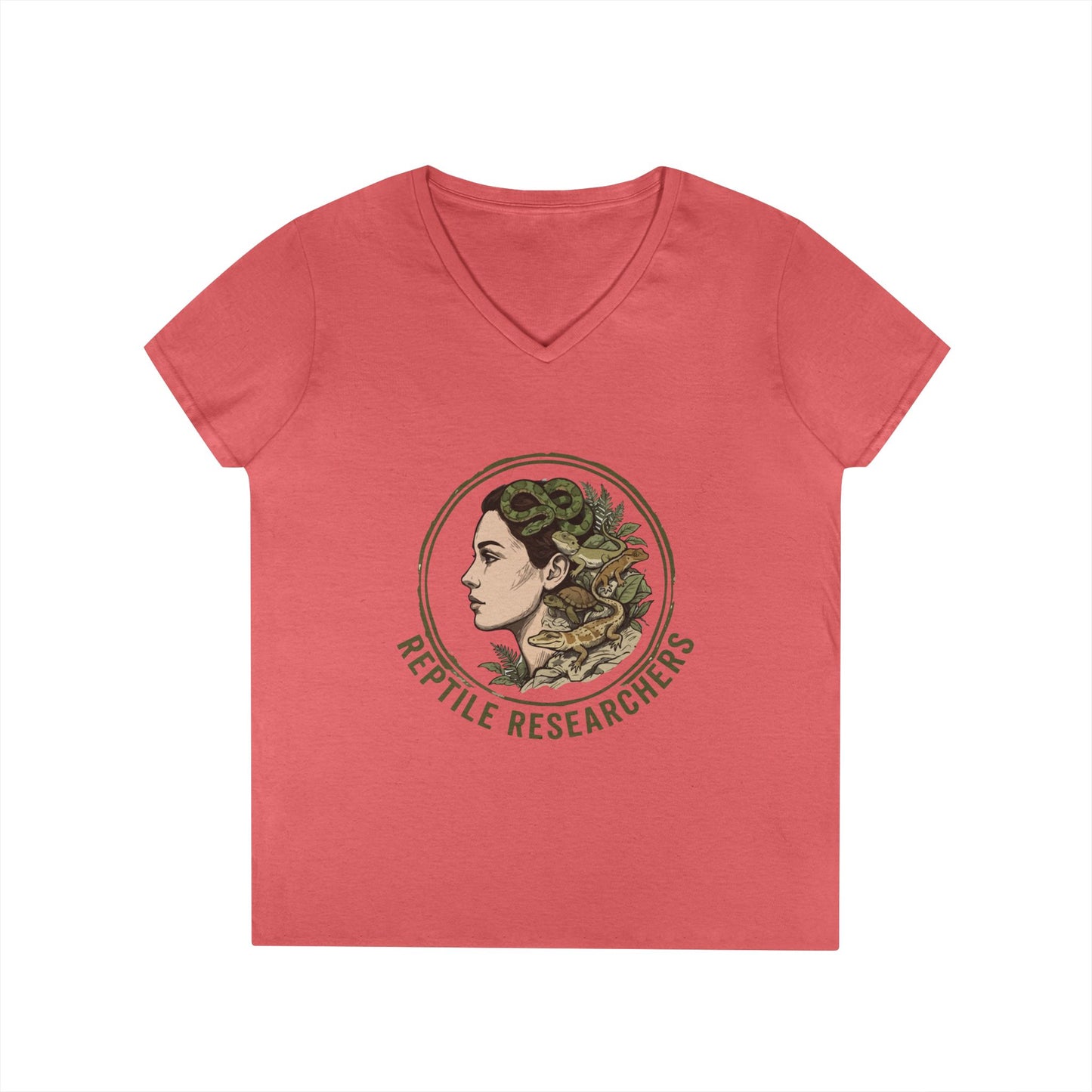 Reptile Researchers Ladies' V-Neck T-Shirt — 'Reptile Researchers' Logo Tee for Her