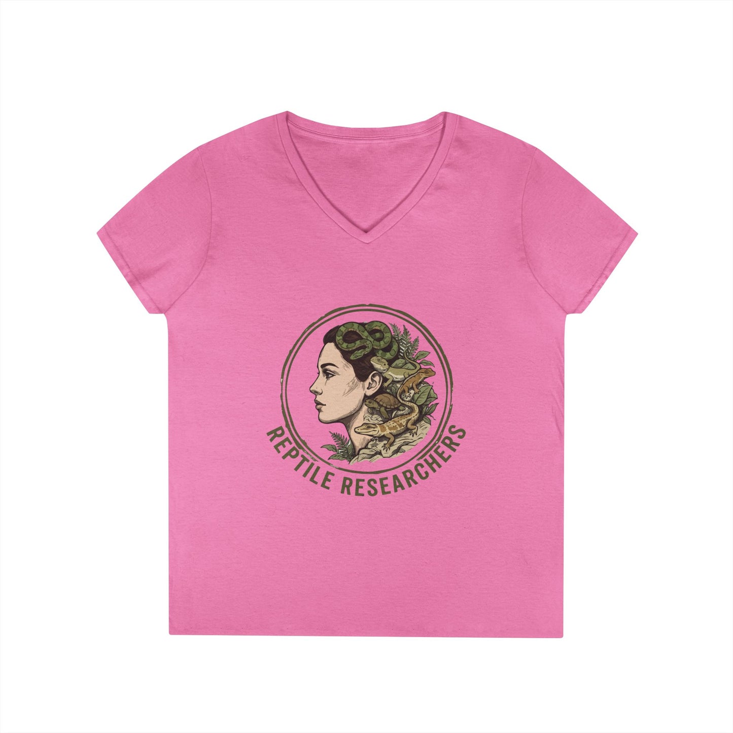 Reptile Researchers Ladies' V-Neck T-Shirt — 'Reptile Researchers' Logo Tee for Her