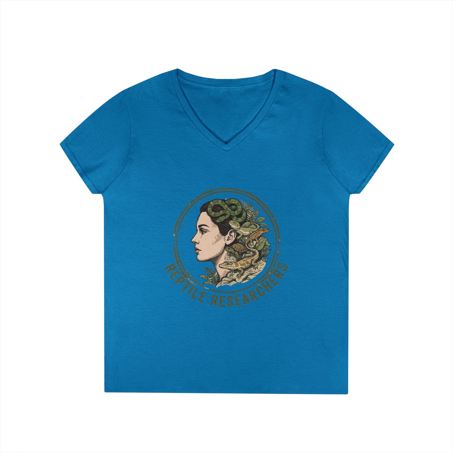 Reptile Researchers Ladies' V-Neck T-Shirt — 'Reptile Researchers' Logo Tee for Her